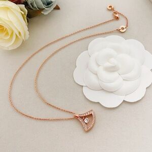 Delicate Rose Gold Fan Charm Necklace